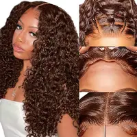 Curly wigs Transparent Lace Front Wig Chocolate Brown 13x4 13x6 Brazilian Deep Wave Frontal Human Hair Wig for Women Pre Plucked 1