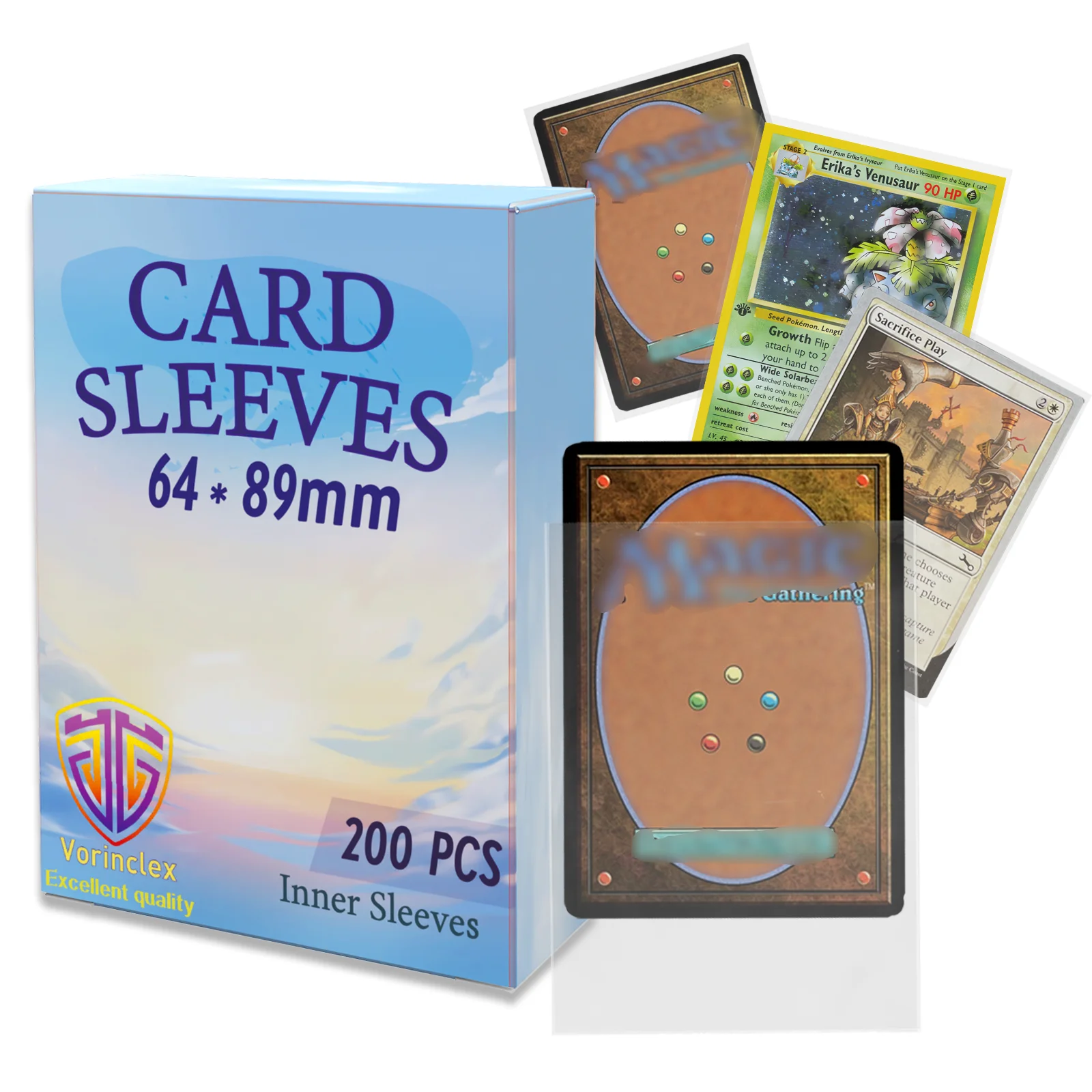 200 PCS 탑 로딩 보드 게임 카드 슬리브 투명 내부 카드 슬리브 완벽한 맞춤 MTG/YGO 게임 카드, 축구 카드
