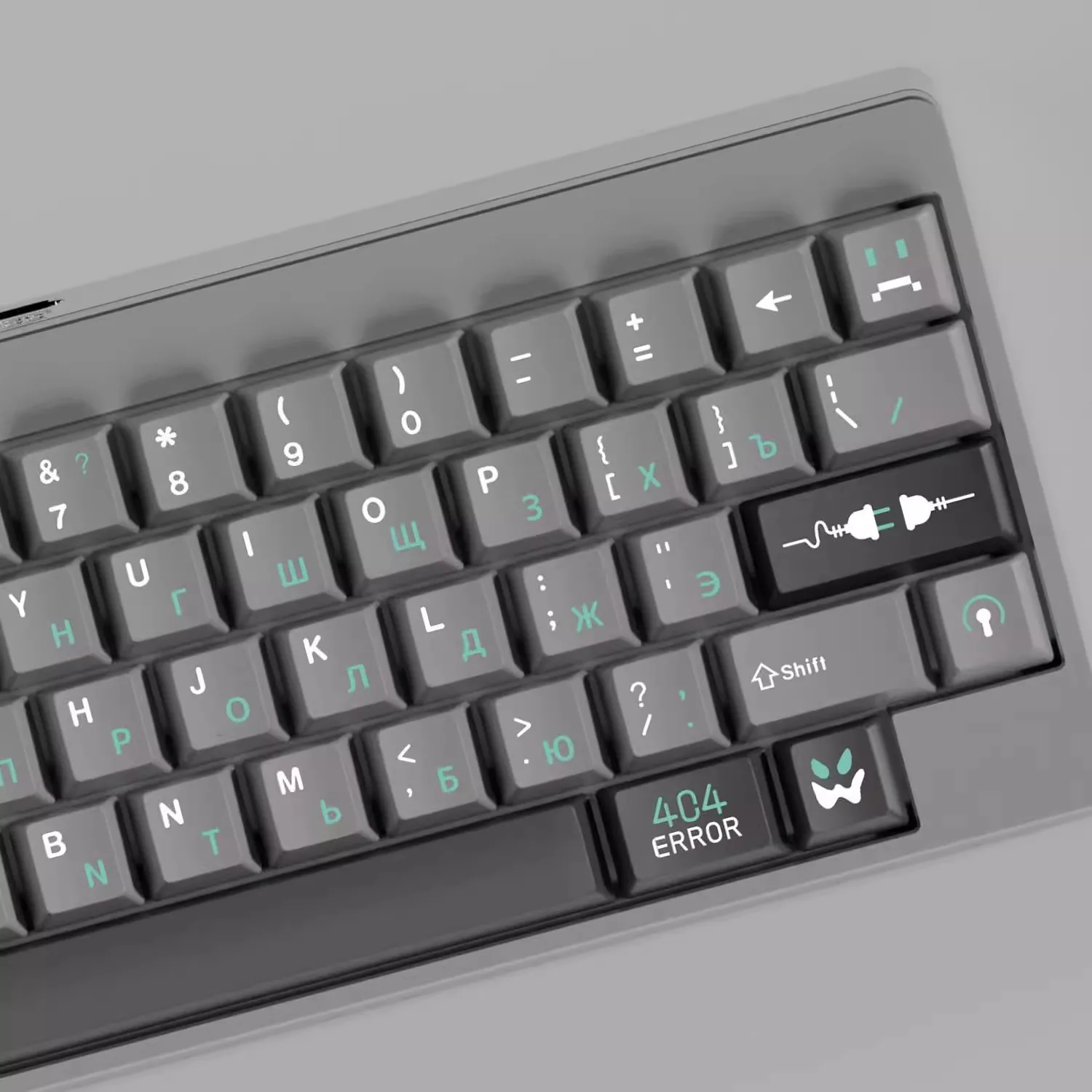 Sublimação Verde Russo Keycaps Pbt Cereja Perfil à Prova de Luz Cinza 96 980 Hhkb 404 Tema de Erro Conjunto em Branco - Imagem 4