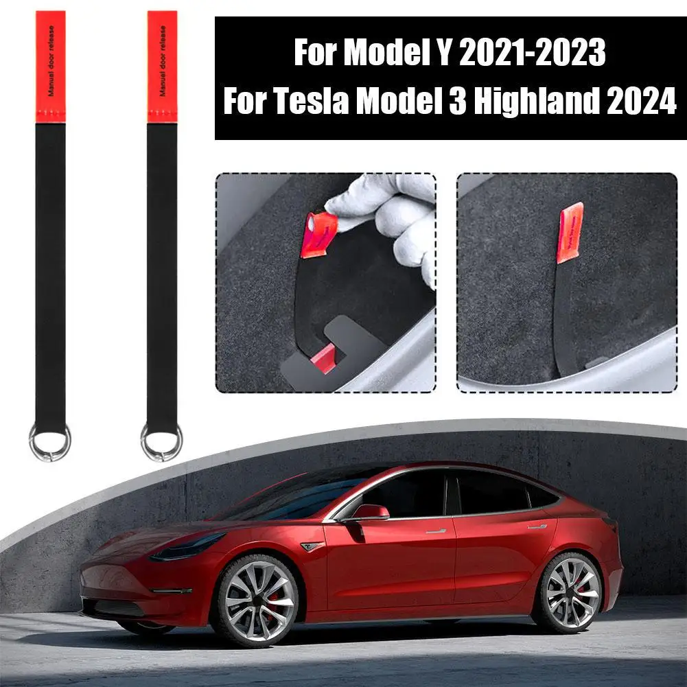 2PCS Rear Door Emergencies Safety Pull Rope For Tesla Highland For Model Y-Emergency Handle Car Accessory
