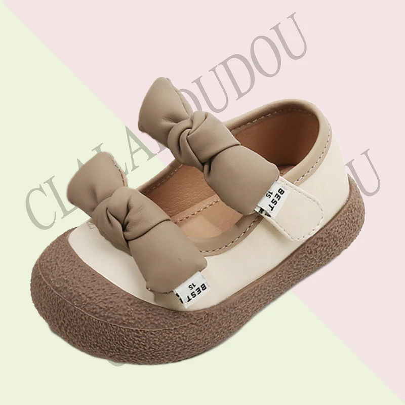 

Claladoudou Baby Casual Shoes 2024 New Toddler Girls Boys Spring Microfiber Leather Shallow Shoes With Cute Butterfly-knot