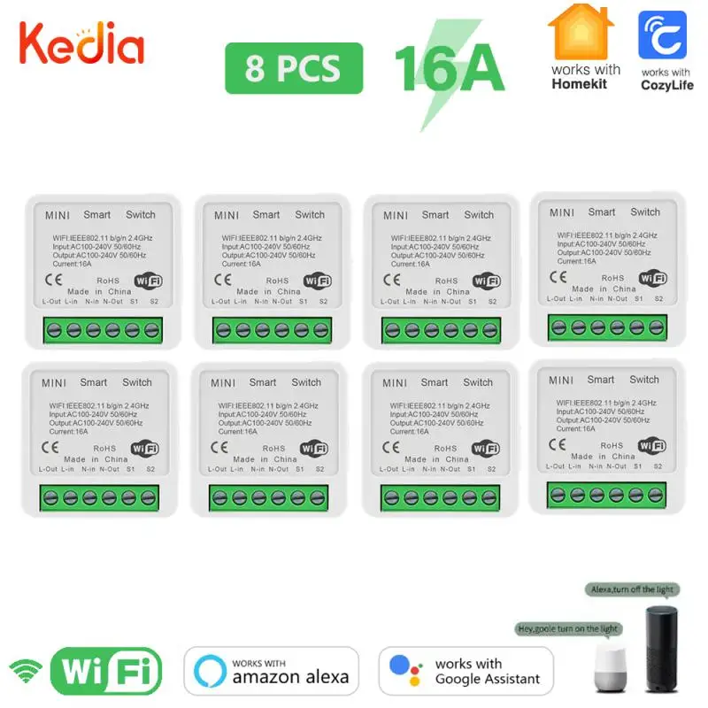 Homekit Wifi 16A Smart Switch Mini Switch Module Controllo A 2 Vie Smart Home Switch Telecomando Funziona Con Siri Alexa Google Home
