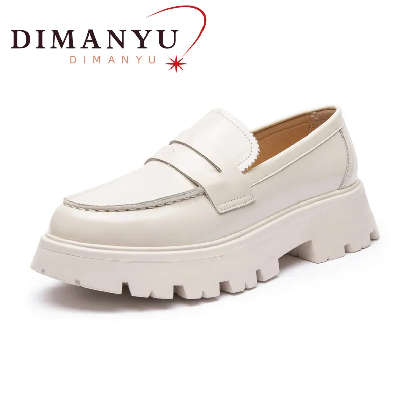 DIMANYU Women Shoes Loafers Platform 2024 New Genuine Leather Large Size Spring Shoes Ladies College Style Oxford Shoes Women