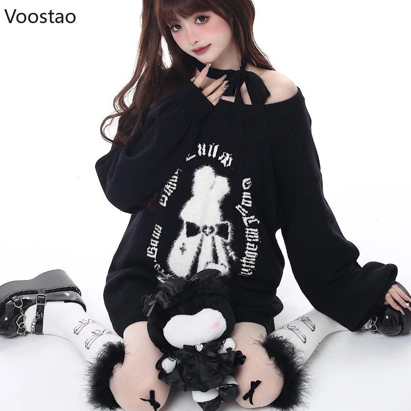 Red Devil Sweater Y2K Shibuya Gal Mesh Fur Knit Crop Top main image 0