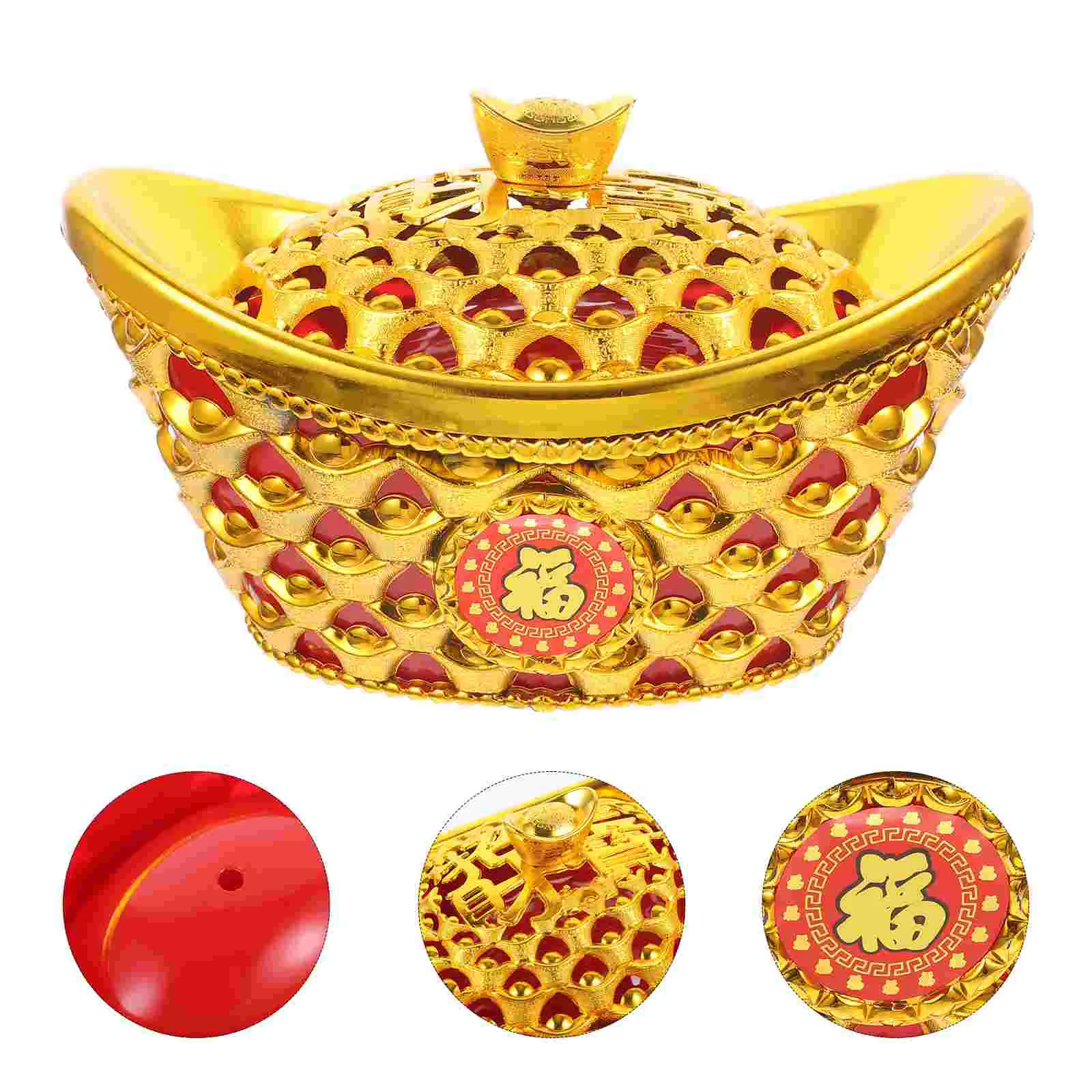 

Crystal Citrine Yuan Bao Statue Ingot Candy Box Gifts for Stocking Stuffers Case