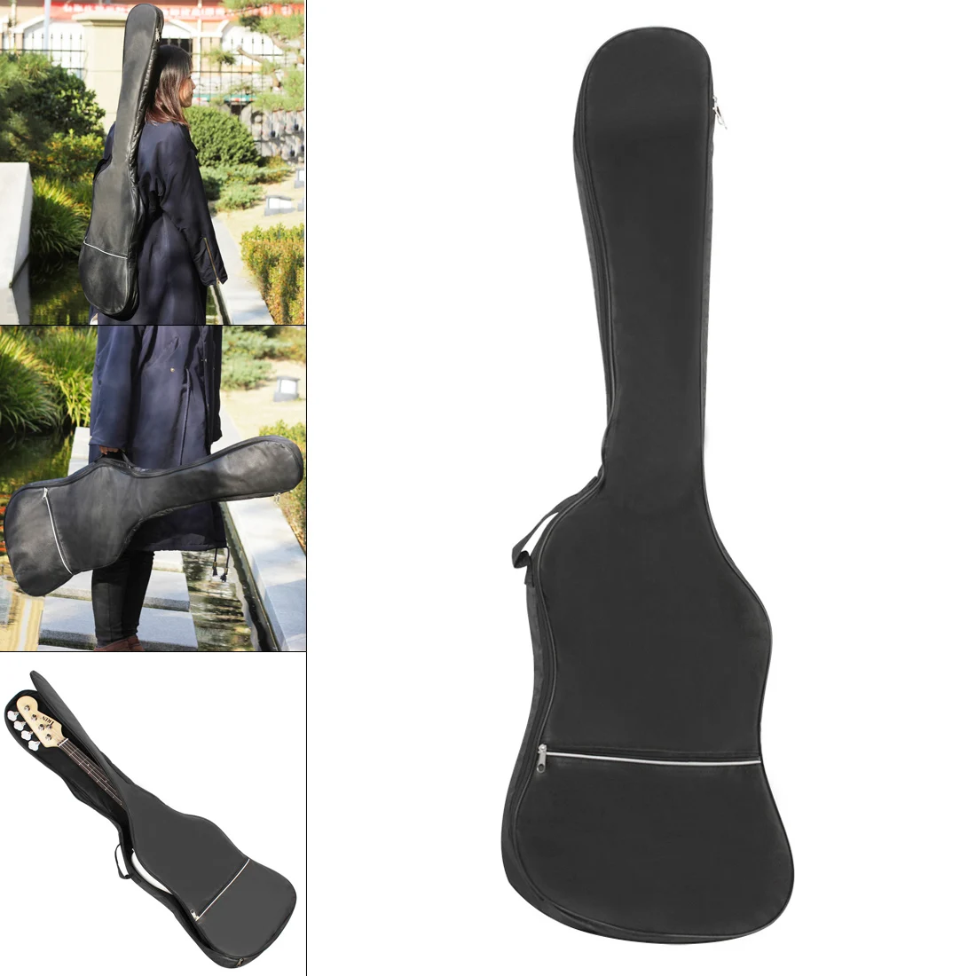 Waterproof Electric Bass Bag Case Thicken Cotton Canvas Soft Gig Bag Backpack With Double Shoulder Straps 120 X 38 X 6Cm