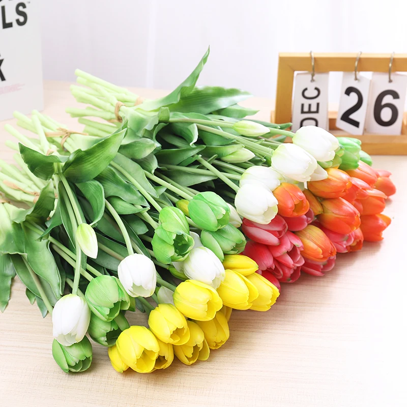 5pcs Artificial Tulips Flowers Real Touch Pink High Quality Luxury Silicone - Image 3