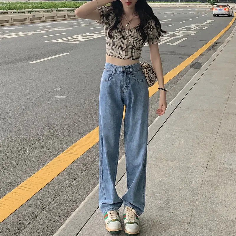Jeans Women Love Heart Pockets Sweet Girl Students High Waist Hot Sale Loose Fashion Wide Leg Denim Sexy Hollow Out Vintage Y2K 2