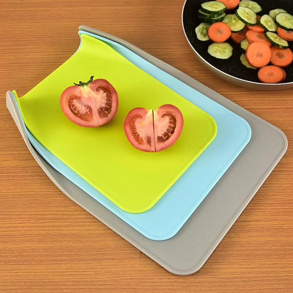 3Pcs/Set Flexible Non-Slip Plastic Cutting Board Thick Bottom Rolling  Anti-Spill BPA Free Cutting Sheet for Cooking - AliExpress