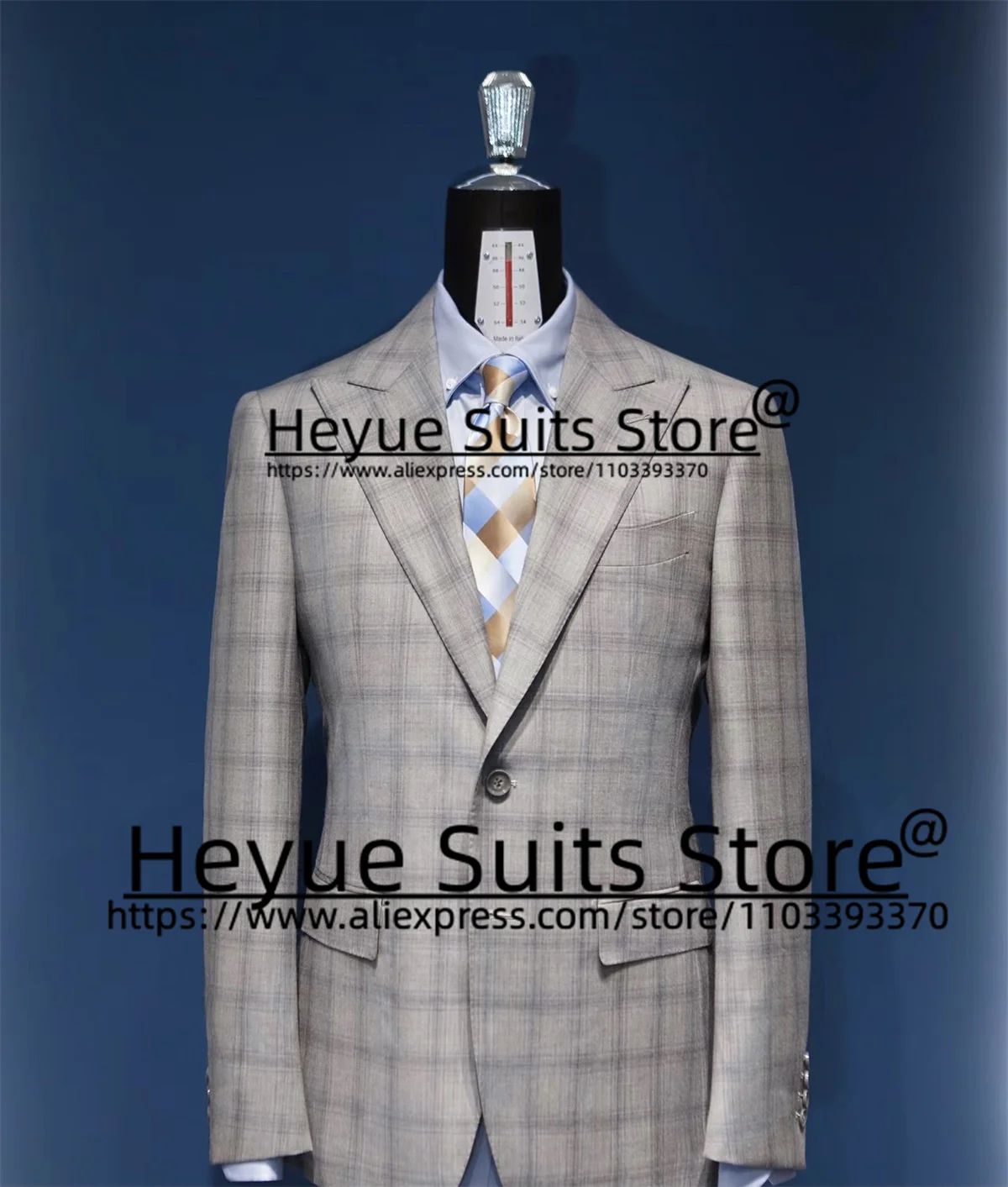 Premium Luxuly Gray Plaid Men Suits Wedding Slim Fit Groom Prom Tuxedos 2 Pieces Sets Business Male Blazer vestidos para mujer