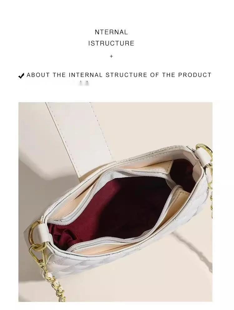 Advanced feeling for women 2023 new fashion Lingge single shoulder underarm bag versatile niche texture chain_voghion.com