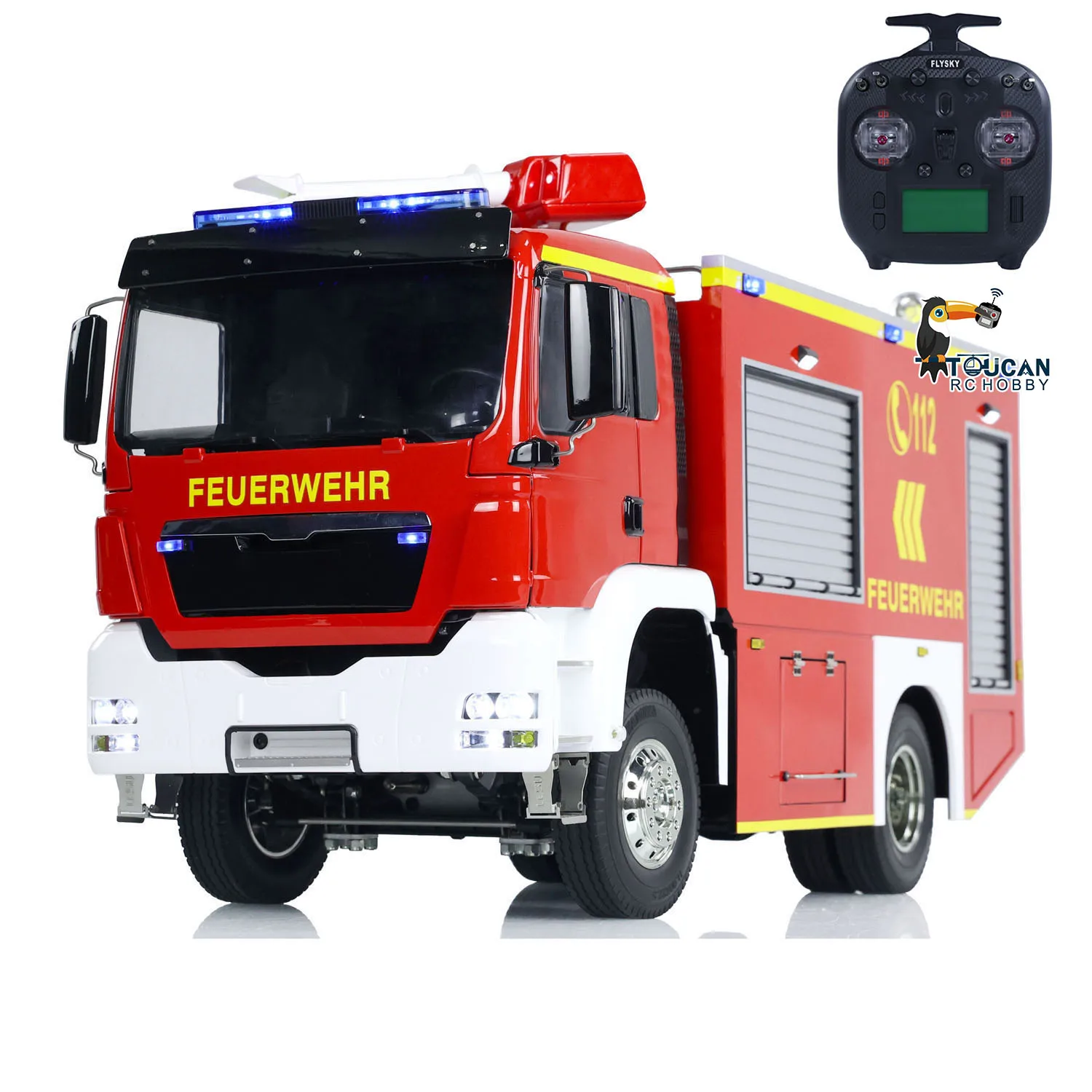 Toys 1:14 4x2 RC Fire Fighting Truck 2-speed Transmission Remote Control Fire Vehicles Light Sound Painted Finished Cars TH24238 2
