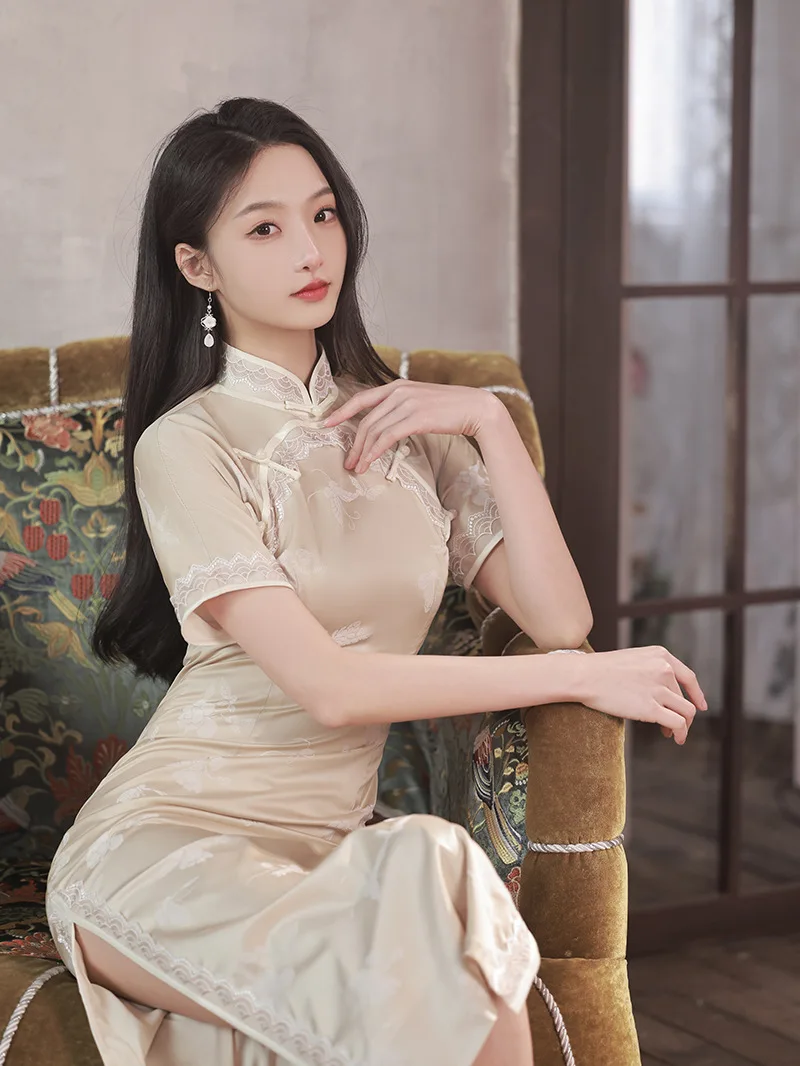 

Vintage Cheongsam Dress Chinese Style Traditional Women Elegant Qipao Dresses Female Vestidos