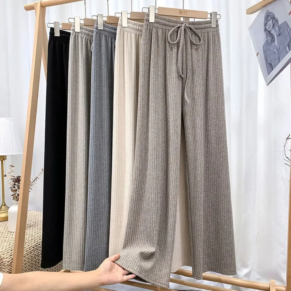 Loose Girl Straight Leg Pants High Waist Elastic Teens Casual Pants Drawstring Trousers Children Wide Leg Pants Autumn