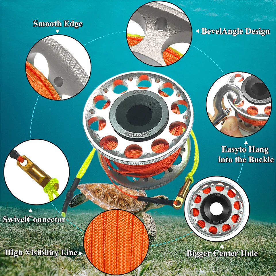 Scuba Reel ZPAQI Snorkeling Finger Reel Diving Spool Finger Reel