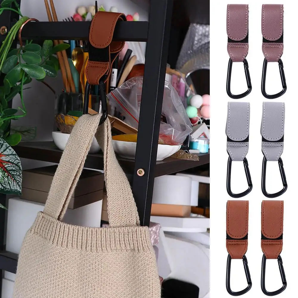 PU Leather Baby Bag Stroller Hook Pram Rotate 360 Degree Rotatable Cart Organizer 1/2Pcs