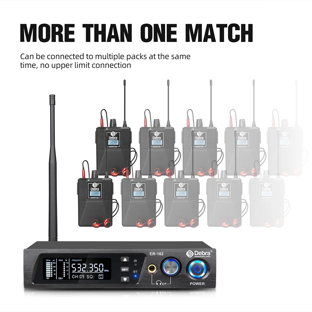 UHF IEM Wireless In-Ear Monitoring System ER-102 with bluetooth5.0 for Stage Per