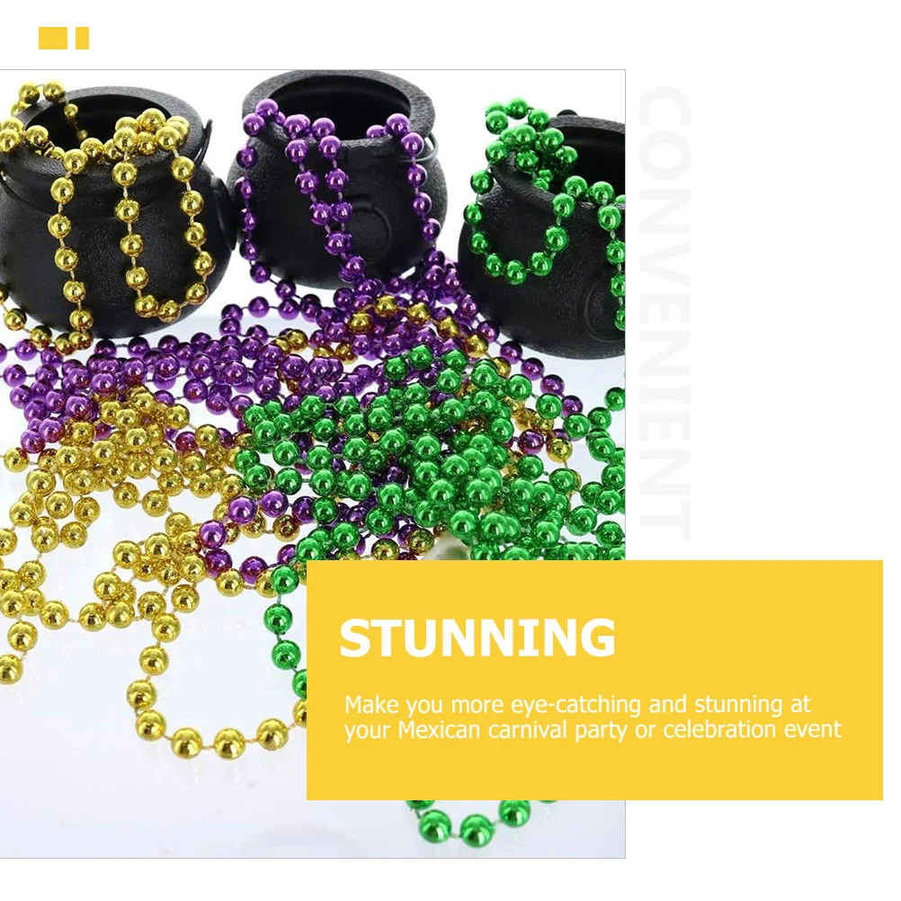 15 Pcs Necklace Ornaments Mardi Gras Beads Round Beaded Party Necklaces Adorn Plastic Chain Colorful Decorations Birthday