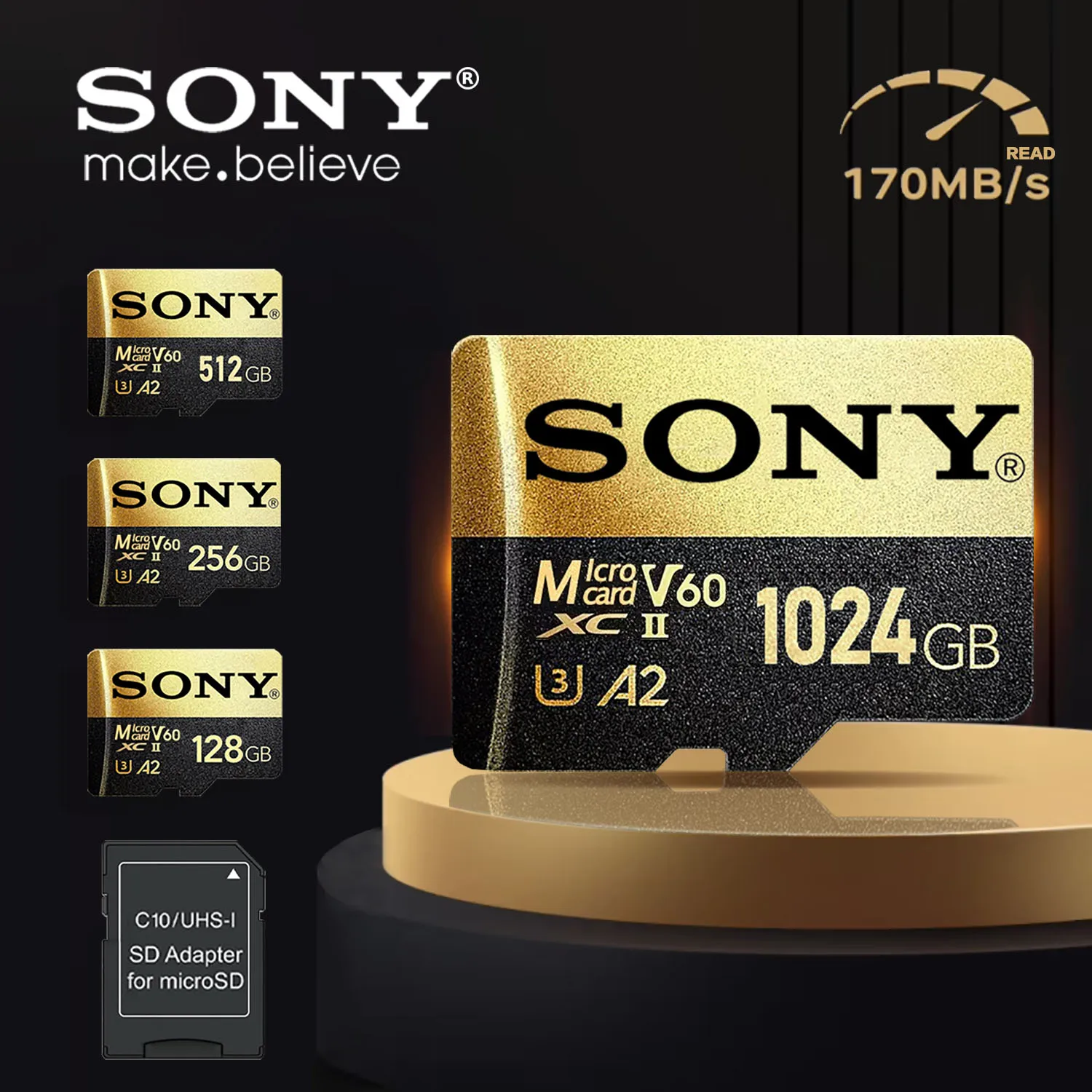 thumbnail image 1 of Tarjeta de memoria de alta velocidad SONY de 128 GB, tarjeta Micro SD de 256 GB, 512 GB y 1 TB, tarjeta Flash Micro SD para teléfono móvil, cámara, mesa y PC, 1 of 5