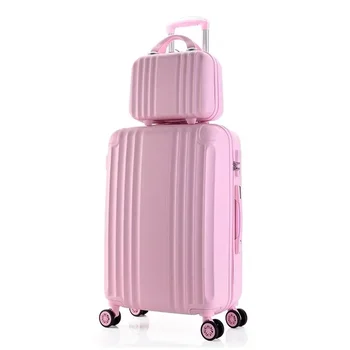 Set di valigie da viaggio da donna da 20''26 pollici ABS + PC valigia da viaggio su ruote bagaglio a mano con borsa per cosmetici Bagagli per studenti 1