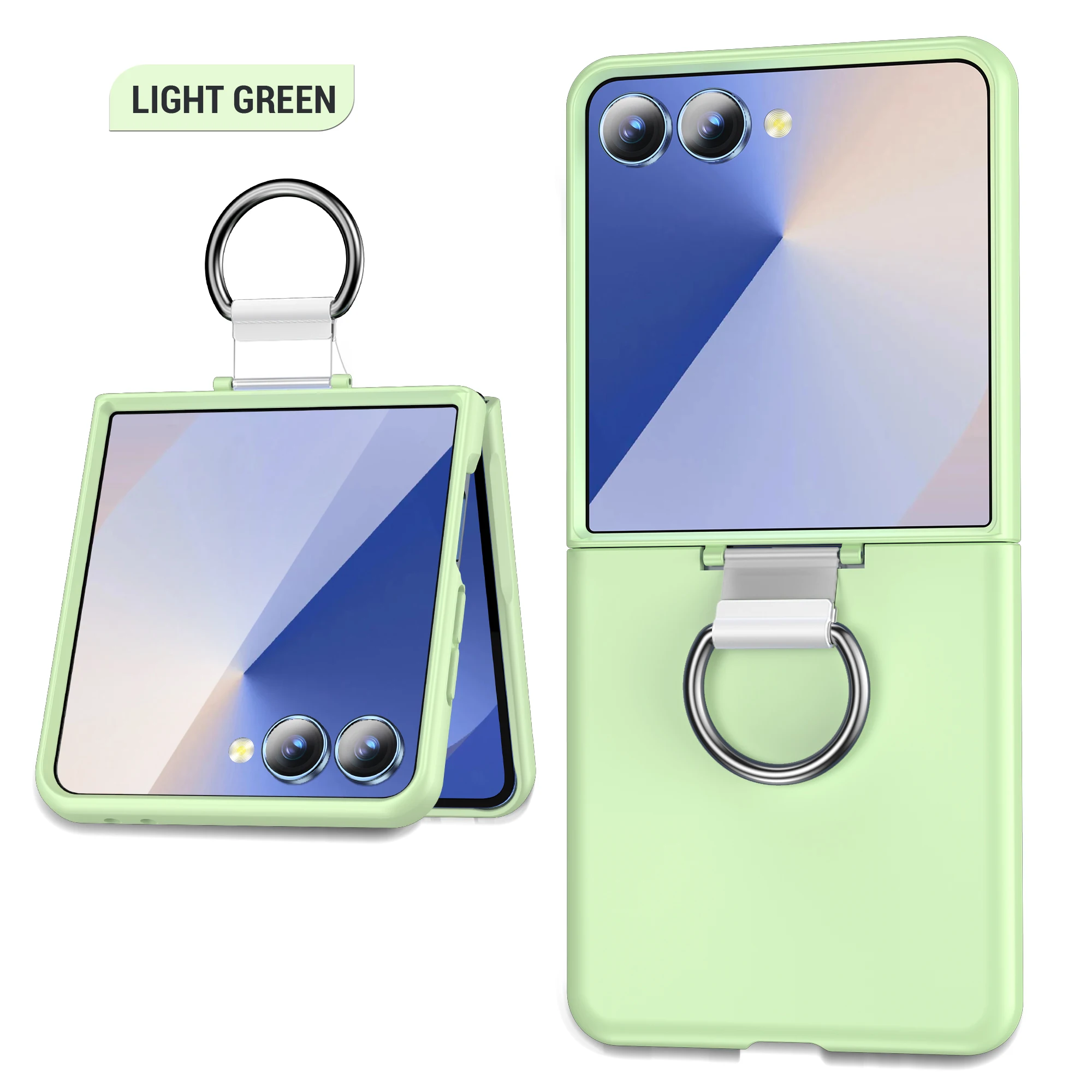 Luxury Matte Grip Ring Case with Finger Buckle - Solid Color Shockproof PC Cover