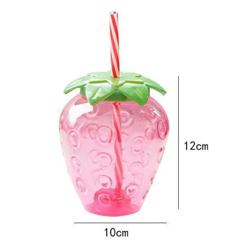 500ml Cute Strawberry Design Portable Water Bottle with Straw