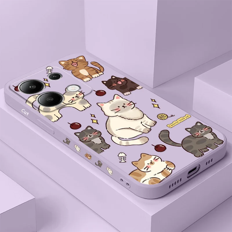 Adorable Cat Liquid Silicone Phone Case Cover