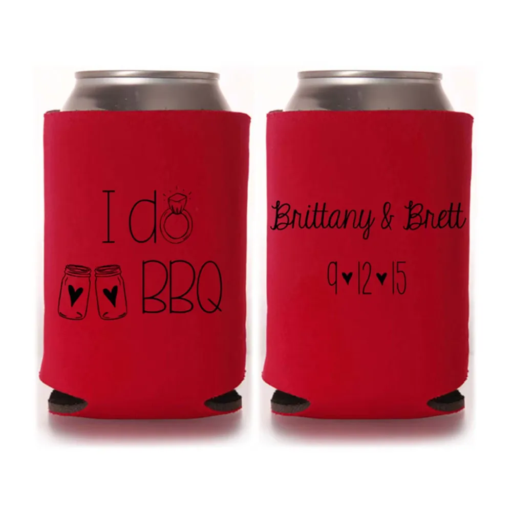 

Engagement Party Favors - I Do BBQ Wedding Shower Favors, Personalized Can Coolers, Stubby Holders, Beer Insulators