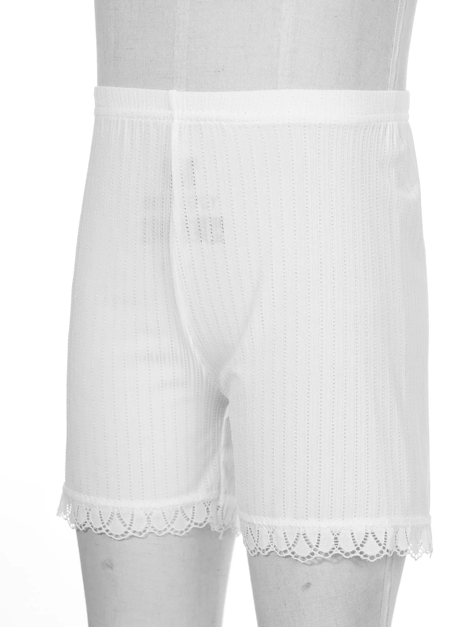 Kids Girls Lace Trim Safety Pants Elastic Waistband Panties Shorts Pajama Bottoms Nightwear Homewear Loungewear