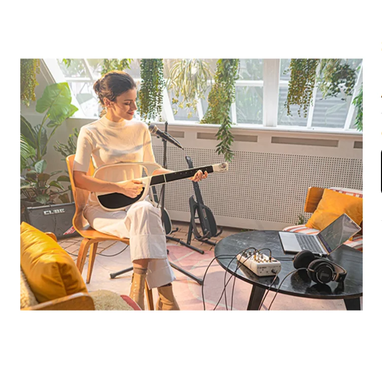 LiberLive C1 Stringless Foldable Smart Travel Guitar Fusion Accompaniment with Guitar Bag Strap
