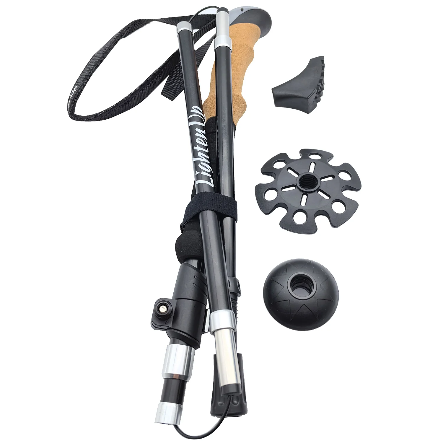 2Pcs Lightweight Trekking Sticks Canes Folding Climbing Poles Walking Poles 3-Folded Rod Cane for Sitting EVA+Cork Handle Sticks 4