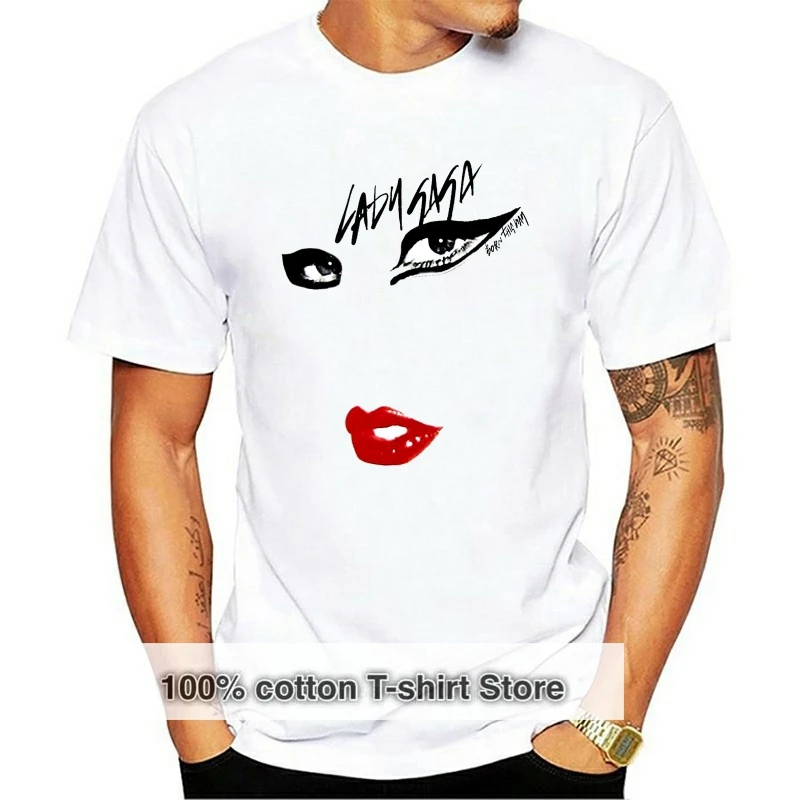 

Lady Gaga Eyes Lips Born This Way White T Shirt