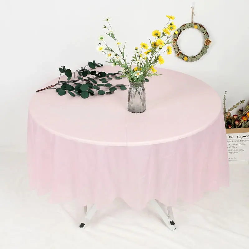84inch Round Tablecloth Reusable PVEA BPA Free Plastic Dining Table Cover Cloth for Parties Picnic Camping Outdoor Disposable table cloth,disposable tablecloth