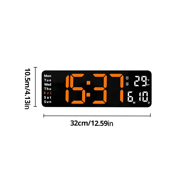 13/16 Inches Large LED Digital Wall Clock Wall Mounted Remote Control Temperature Date Week Display Timer Dual Alarm Clock wall clock digital wall clock