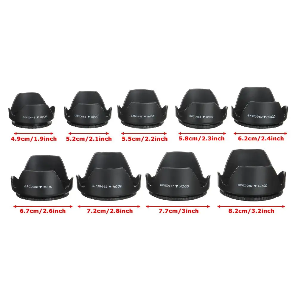 Screwed Sunshade Lens Hood for Nikon Canon Sony Fuji Olympus DSLR Camera 49mm 52mm 55mm 58mm 62mm 67mm 72mm 77mm 82mm sunshade lens hood