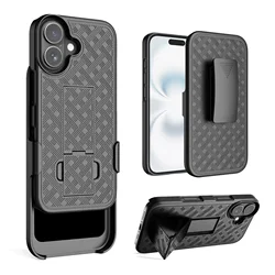 Premium Heavy - Duty Kickstand Phone Case with Belt Clip and Shockproof Armor Protection - iPhone 17 (Black)