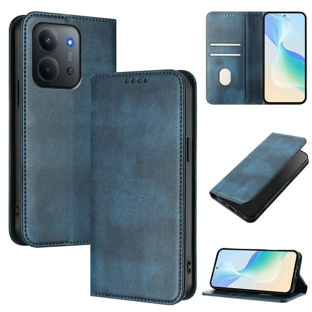 Luxury Retro Leather Wallet  - Magnetic Flip Book Cover