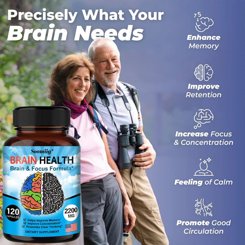 2200 mg Brain Booster with Vitamin B6, B12 supplement to support memory, mental clarity and immune system health. 6