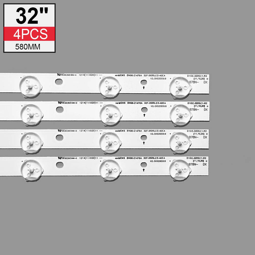 Новый комплект, 4 шт./комплект, 10 светодиодов, 580 мм, фотоподсветка, полоса для UE32EH5007K, UE32EH5000KX, фотолампа R2, 32F-3535LED-40EA новый оригинальный 32f 3535led 40ea d1ge 320sc1 r3 bn96 24146a 32 для samsung ue32eh5300 k ltj320hn07 v d1ge 320sc1 r2