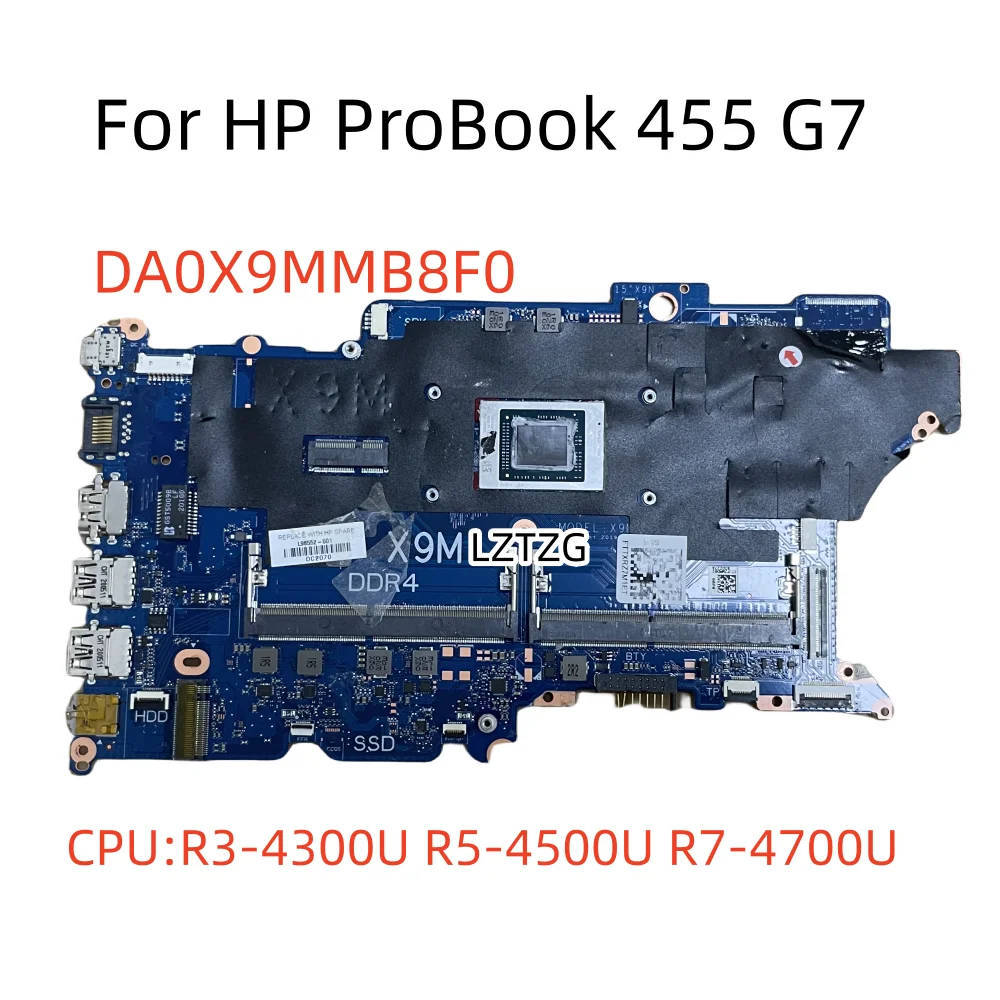 DA0X9MMB8F0 For HP ProBook 455 G7 Motherboard CPU R3/R5/R7 AMD