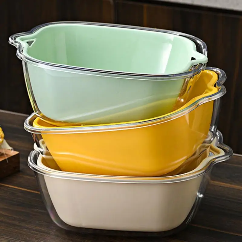 Colander Set 8X Veggie Wash Salad Spinner Fruit Cleaner Food Strainers And Colanders Pasta Rice Strainer 2-Tier Kitchen Gadget