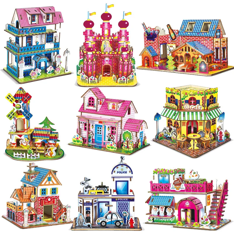 

Laser Cut Princess Castle 3D Stereo Wooden Puzzle DIY TOY Children Gift