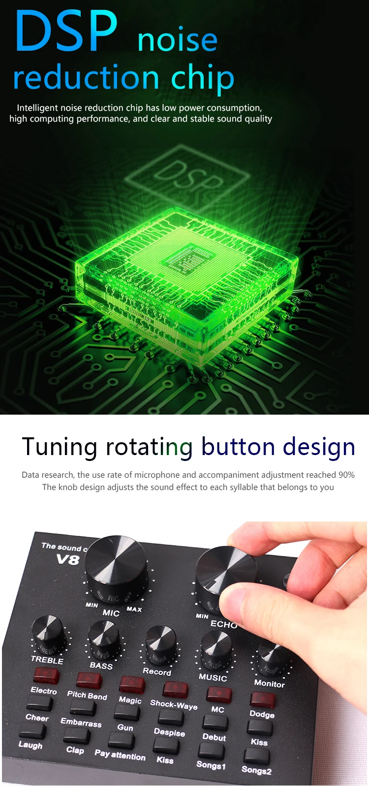 Profissional móvel usb interface externa gravação estúdio