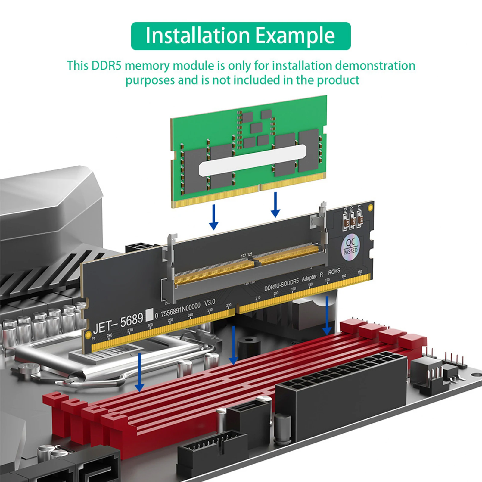 DDR5 U-DIMM-SO DDR5 RVS 어댑터 카드 노트북-데스크탑 메모리 변환기(컴퓨터 수리 및 유지 관리용)