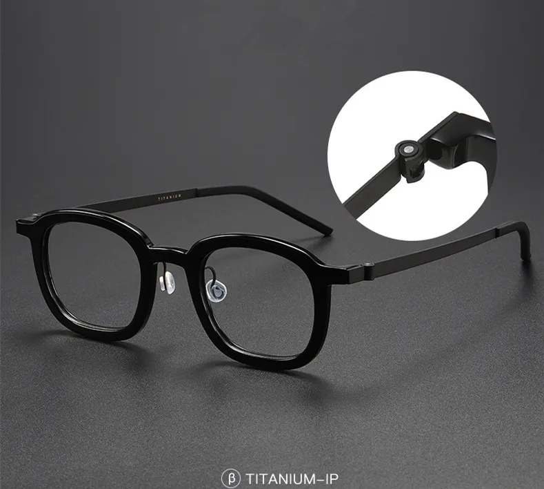 Dänische Marke Quadratische Acetat-Brillenfassung 1050 Herren Damen Titan Ultraleichte Brillen Vintage Grün Transparente Brillengestelle – Detail 11