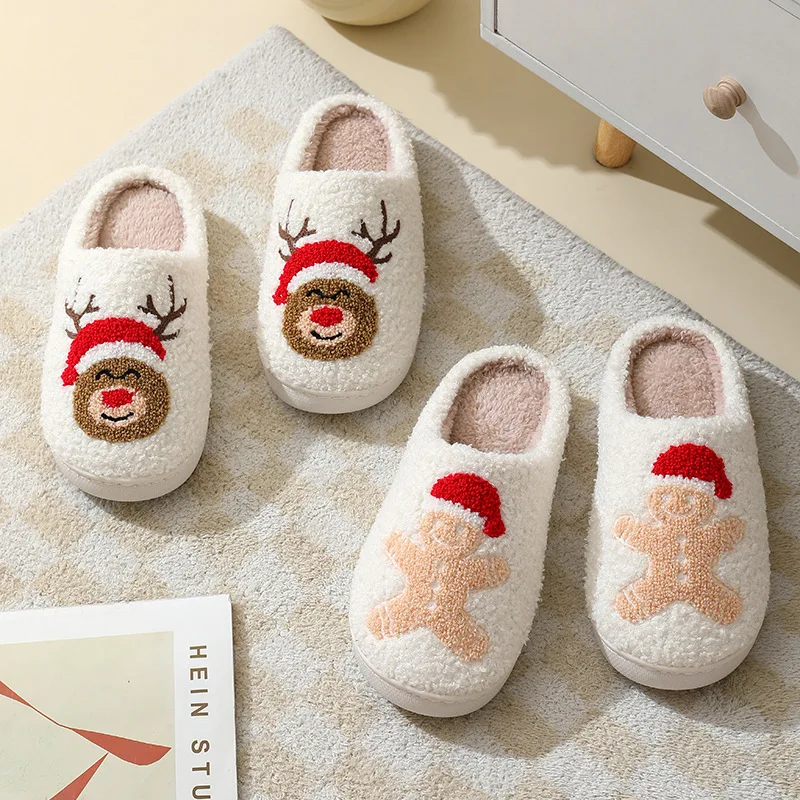 Winter Warm Women Slippers Fuzzy Cozy Plush Cotton Slides Men Couple Home Non-Slip Soft Comfortable Flat Floor Shoes 2