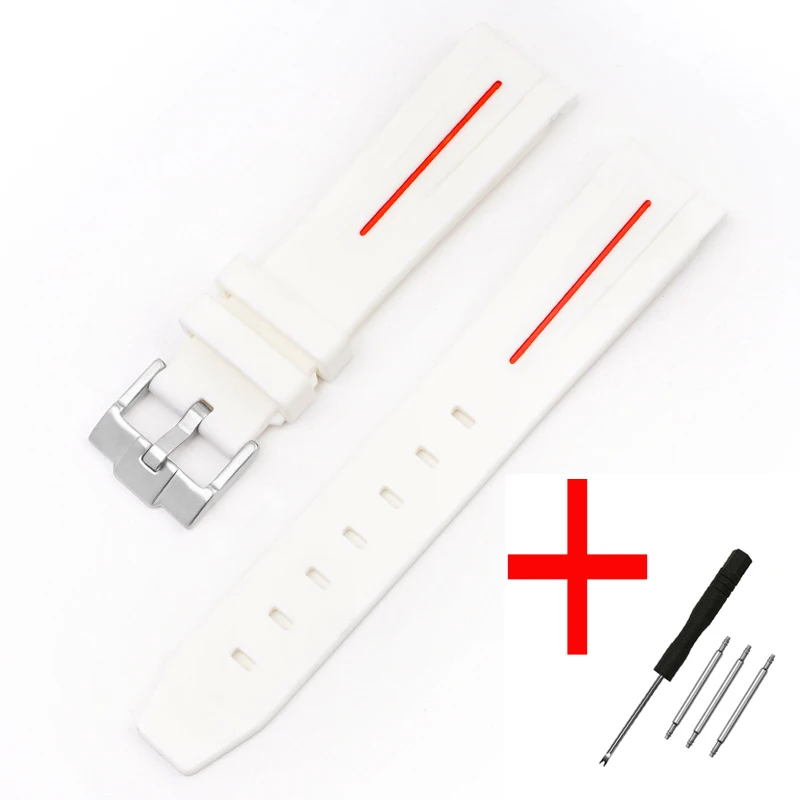 20mm Curved End Waterproof Rubber Sports Watch Strap