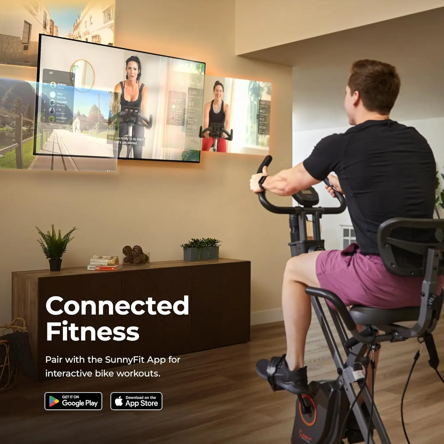 Health & Fitness Smart Folding X-Bike, Portable Compact Exercise Bike for Indoor Cycling Workout, Home Cardio Training Mac