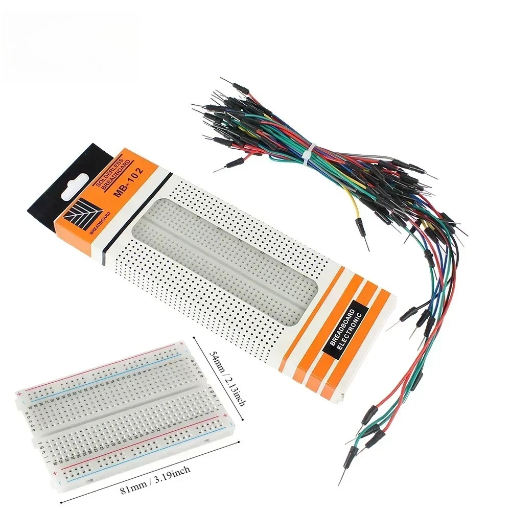 400 830 Points MB-102 Solderless PCB Breadboard 65 Jumper Wires for Arduino Circuit DIY Kit