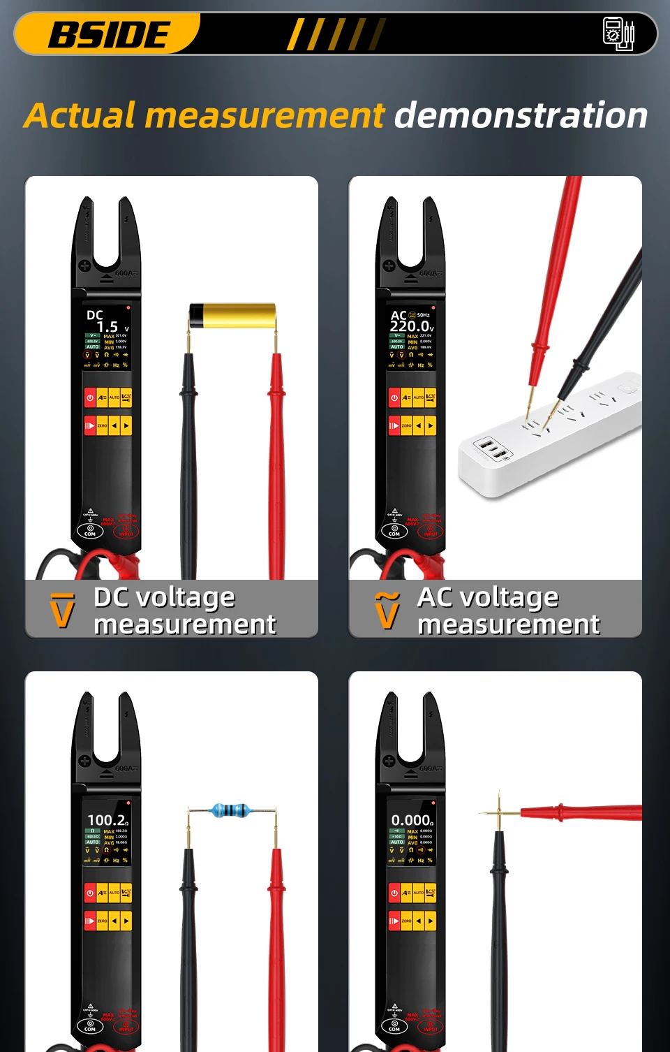 U5 Clamp Meter Open-Jaw DC AC 600A Smart TRMS Digital Multimeter Amp Capa Diode